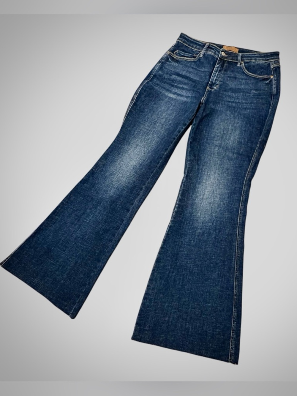 JUDY BLUE Los Angeles Flare Fit High Rise Dark Wash Stretch Jeans 14W Plus Retro - Picture 5 of 16